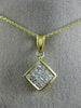 ESTATE .70CT PRINCESS CUT DIAMOND 14K YELLOW GOLD INVISIBLE SQUARE PENDANT#21142