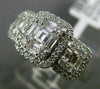 ESTATE WIDE .89CT ROUND & BAGUETTE DIAMOND 18KT WHITE GOLD HALO PROMISE RING