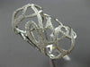 ESTATE EXTRA LARGE .79CT DIAMOND 18KT WHITE GOLD OPEN WEB LEAF FULL FINGER RING