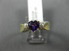 ESTATE .69CT DIAMOND & AAA HEART SHAPE AMETHYST 14K 2 TONE GOLD 3D PROMISE RING