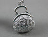 ANTIQUE LARGE DIAMOND 14KT WHITE GOLD 3D PURSE PENDANT / CHARM BRACELET #15724