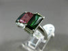 ESTATE LARGE 5.15CT DIAMOND & MULTI COLOR TOURMALINE 14K WHITE GOLD JOURNEY RING
