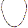 55.22CT DIAMOND & AAA MULTI COLOR SAPPHIRE 18K WHITE GOLD FLOWER TENNIS NECKLACE