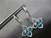 .87CT DIAMOND & AAA BLUE TOPAZ 14KT WHITE GOLD PRINCESS & ROUND HANGING EARRINGS