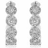 1.41CT DIAMOND 18KT WHITE GOLD MULTI FLOWER CLASSIC HALO HOOP HANGING EARRINGS