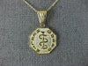 ESTATE 14KT YELLOW GOLD 3D HEXAGON HEALTH GUARD ENGRAVEABLE CHARM PENDANT #25079