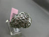 ESTATE MASSIVE .25CT DIAMOND 14KT WHITE GOLD 3D OPEN FILIGREE FLOWER LEAF RING