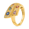 LARGE 1.16CT DIAMOND & AAA MULTI COLOR SAPPHIRE 14K YELLOW GOLD MULTI SHAPE RING