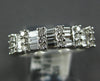 ESTATE 1.13CT DIAMOND 18KT WHITE GOLD 3D ROUND & BAGUETTE 3 ROW ANNIVERSARY RING