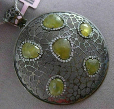ESTATE LARGE 1.36CT DIAMOND & YELLOW SAPPHIRE 14K BLACK GOLD 3D FILIGREE PENDANT