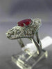 ESTATE EXTRA LARGE 3.05CT DIAMOND & AAA PEAR SHAPE RUBY 14KT WHITE GOLD 3D RING