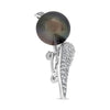 LARGE 2.69CT DIAMOND & AAA TAHITIAN PEARL 18KT WHITE GOLD LEAF SHAPE BROOCH PIN