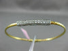 ESTATE .15CT DIAMOND 14KT TWO TONE GOLD ELONGATED PAVE FLEXIBLE BANGLE BRACELET