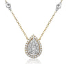 ESTATE .33CT DIAMOND 14K 2 TONE GOLD DOUBLE TEAR DROP HALO BY THE YARD NECKLACE