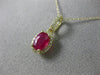 ESTATE 1.02CT DIAMOND & AAA OVAL RUBY 14KT YELLOW GOLD 3D HALO FLOATING PENDANT