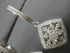 ESTATE LARGE .79CT DIAMOND 14KT WHITE GOLD SQUARE FLOWER HUGGIE HANGING EARRINGS