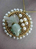 ESTATE LARGE AAA MULTI GEM 14KT YELLOW GOLD 3D CIRCULAR MESH LUCKY FISH PENDANT