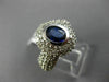 ESTATE WIDE 2.50CT DIAMOND & SAPPHIRE 14KT WHITE GOLD BEZEL HALO ENGAGEMENT RING