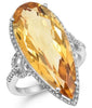 LARGE 14.65CT DIAMOND & AAA CITRINE 14KT WHITE GOLD PEAR SHAPE & ROUND FUN RING