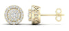 .25CT DIAMOND 14KT YELLOW GOLD 3D INVISIBLE ROUND HALO FILIGREE STUD EARRINGS