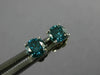 ESTATE .52CT BLUE DIAMOND 14KT WHITE GOLD 3D CLASSIC ROUND STUD EARRINGS