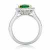 ESTATE LARGE 4.13CT DIAMOND & AAA EMERALD 14KT 2 TONE GOLD HALO ENGAGEMENT RING