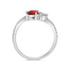 .98CT DIAMOND & AAA RUBY 14K WHITE GOLD PEAR SHAPE & ROUND DOUBLE SOLITAIRE RING