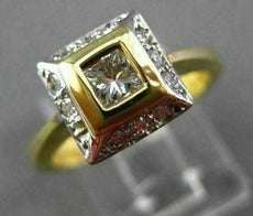 ESTATE .58CT DIAMOND 18KT WHITE & YELLOW GOLD PRINCESS CUT ENGAGEMENT RING #1273