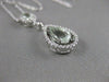 ESTATE 1.83CTW DIAMOND GREEN AMETHYST 14K WHITE GOLD HANGING HALO PENDANT #33582