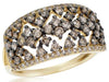 WIDE 1.13CT WHITE & MOCHA DIAMOND 14KT YELLOW GOLD 3D CLUSTER ANNIVERSARY RING