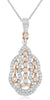 .65CT DIAMOND 18K WHITE & ROSE GOLD 3D FLORAL TEAR DROP CLUSTER FLOATING PENDANT