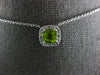 1.04CT DIAMOND & AAA PERIDOT 14K WHITE GOLD CUSHION & ROUND SQUARE HALO NECKLACE