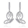3.19CT DIAMOND 18KT WHITE GOLD 3D ROUND & PEAR SHAPE BUTTERFLY HANGING EARRINGS