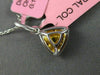 ESTATE .94CT WHITE & FANCY YELLOW DIAMOND 18KT 2 TONE GOLD HALO TRILLION PENDANT