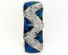 ESTATE .12CT DIAMOND & AAA OPAL 14KT WHITE GOLD ZIG ZAG RECTANGULAR FUN PENDANT