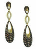 1.04CT WHITE & MOCHA DIAMOND 14KT YELLOW GOLD 3D TEAR DROP HANGING EARRINGS