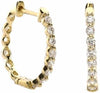 .27CT DIAMOND 18K YELLOW GOLD 3D ROUND SHARED PRONG HUGGIE HOOP HANGING EARRINGS