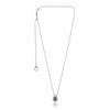 ESTATE .65CT DIAMOND & AAA SAPPHIRE 18KT WHITE GOLD 3D TEAR DROP HALO NECKLACE