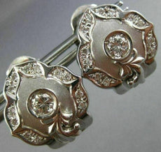 ANTIQUE .24CT DIAMOND 18KT WHITE GOLD CLASSIC FILIGREE CLIP ON EARRINGS #20450