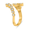 WIDE .90CT DIAMOND 14KT YELLOW GOLD 3D ROUND BEZEL 3 ROW CRISS CROSS LOVE RING