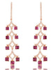 2.4CT DIAMOND & AAA RUBY 14KT ROSE GOLD ROUND & BAGUETTE TRIANGULAR FUN EARRINGS