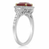 GIA CERTIFIED 3.18CT DIAMOND & AAA RUBY 18KT 2 TONE GOLD 3D HALO ENGAGEMENT RING