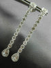 ESTATE LARGE 1.35CT DIAMOND 14K WHITE GOLD 3D TEAR DROP HANGING EARRINGS #25920
