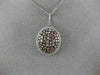 ESTATE LARGE 1.89CT WHITE & PINK DIAMOND 18K 2 TONE GOLD 3D CLUSTER OVAL PENDANT