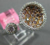 WIDE .73CT WHITE & PINK DIAMOND 18K WHITE & ROSE GOLD 3D ROUND CLUSTER FUN RING
