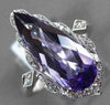 LARGE 3.50CT DIAMOND & AAA PEAR SHAPE AMETHYST 14KT WHITE GOLD 3D FILIGREE RING