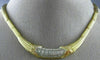ESTATE WIDE 1.65CT DIAMOND 18KT TRI COLOR GOLD GRADUATING BAMBOO NECKLACE #21430