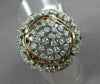ESTATE LARGE 1.50CT DIAMOND 14KT WHITE & ROSE GOLD FLOWER FILIGREE COCKTAIL RING