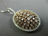 ESTATE LARGE 2.01CT WHITE & PINK DIAMOND 18K 2 TONE GOLD 3D CLUSTER OVAL PENDANT