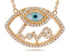 .25CT DIAMOND & AAA MOTHER OF PEARL 14KT ROSE GOLD LUCKY EVIL EYE LOVE NECKLACE